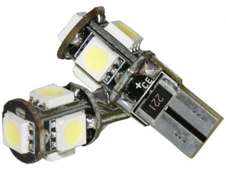 2 x AMPOULES T10 W5W 5 LED SMD CANBUS BLANCHE